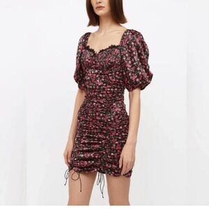 For Love And Lemons Black and Pink Floral Mini Dress